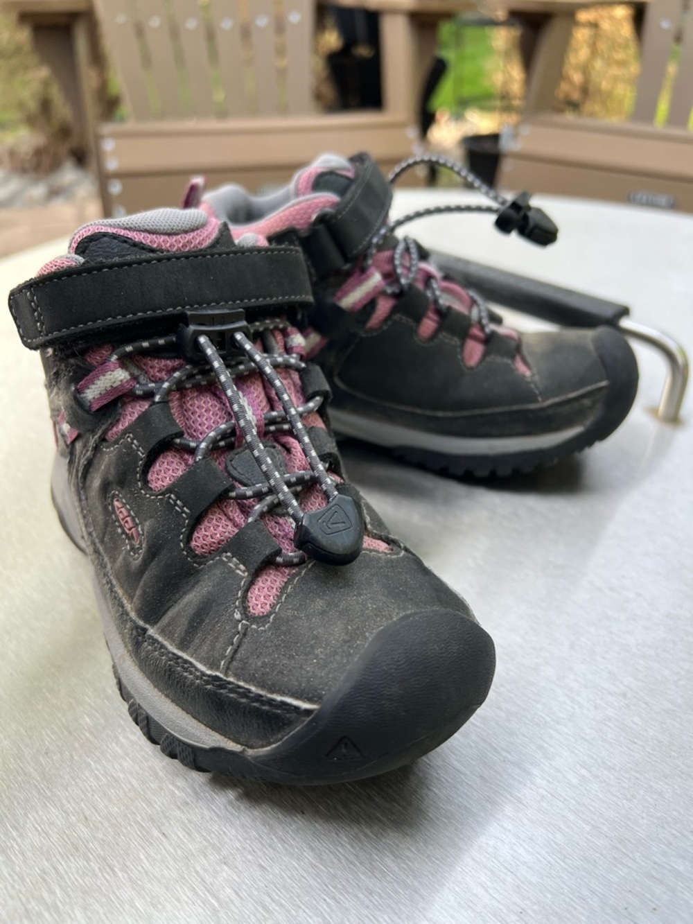 KEEN Kids Black and Pink Hiking Boots